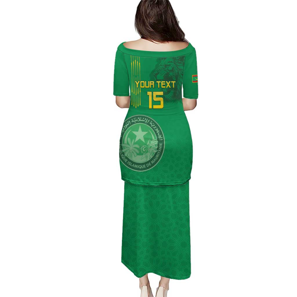 Custom Mauritania Football Puletasi Coat Of Arms With Islamic Pattern - Wonder Print Shop