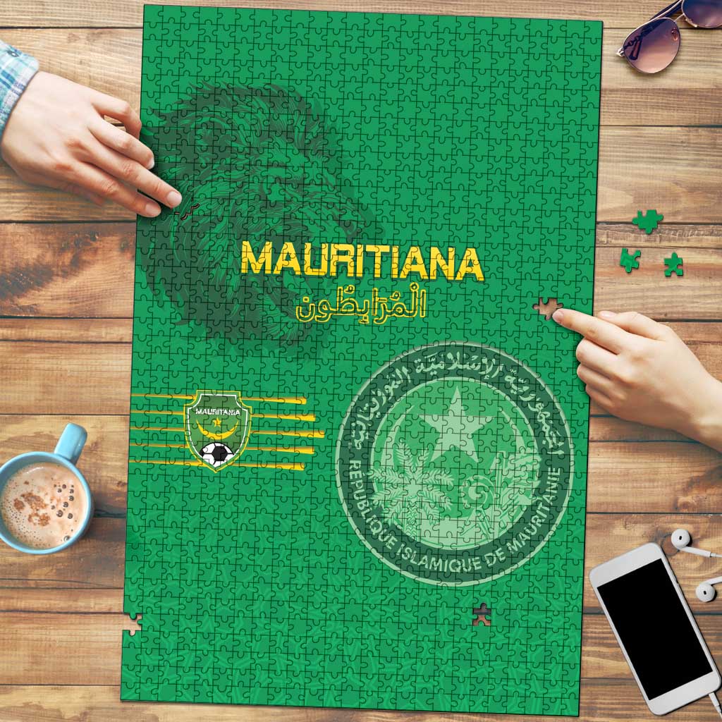 Mauritania Football Puzzle Coat Of Arms With Islamic Pattern - Wonder Print Shop