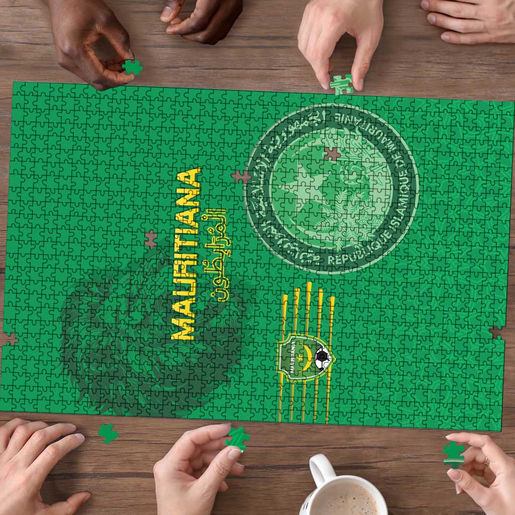 Mauritania Football Puzzle Coat Of Arms With Islamic Pattern - Wonder Print Shop