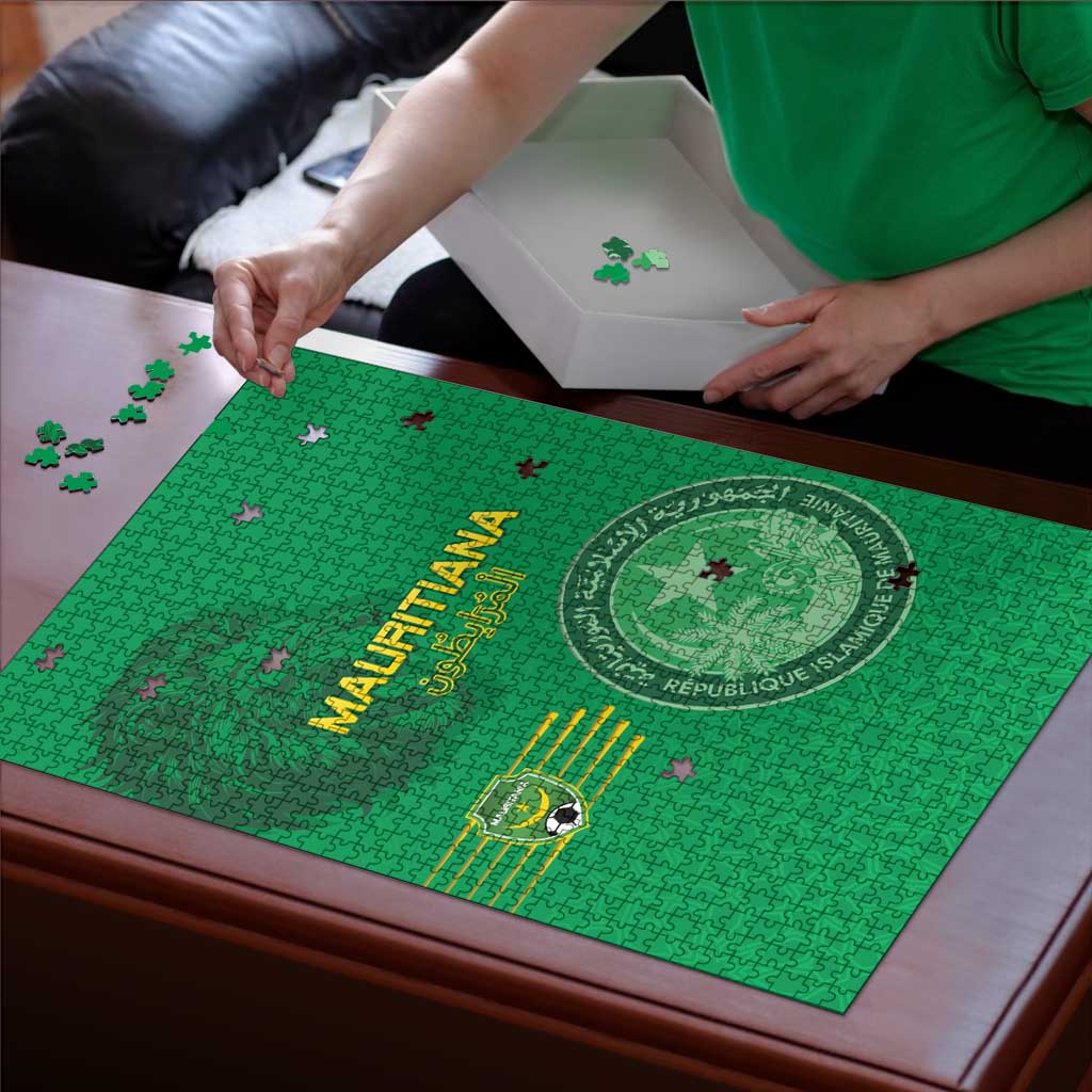 Mauritania Football Puzzle Coat Of Arms With Islamic Pattern - Wonder Print Shop