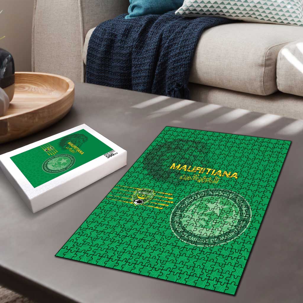 Mauritania Football Puzzle Coat Of Arms With Islamic Pattern - Wonder Print Shop