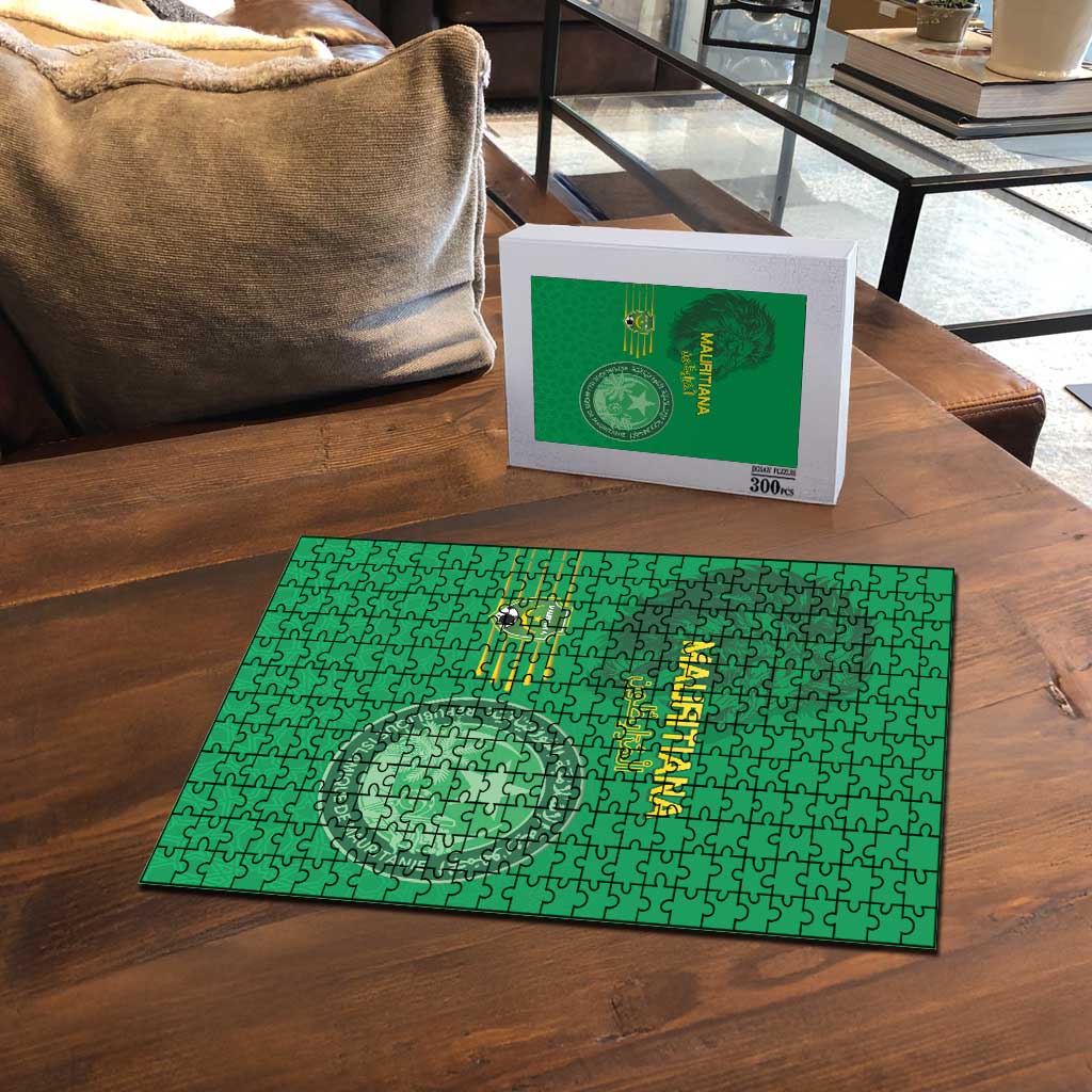 Mauritania Football Puzzle Coat Of Arms With Islamic Pattern - Wonder Print Shop