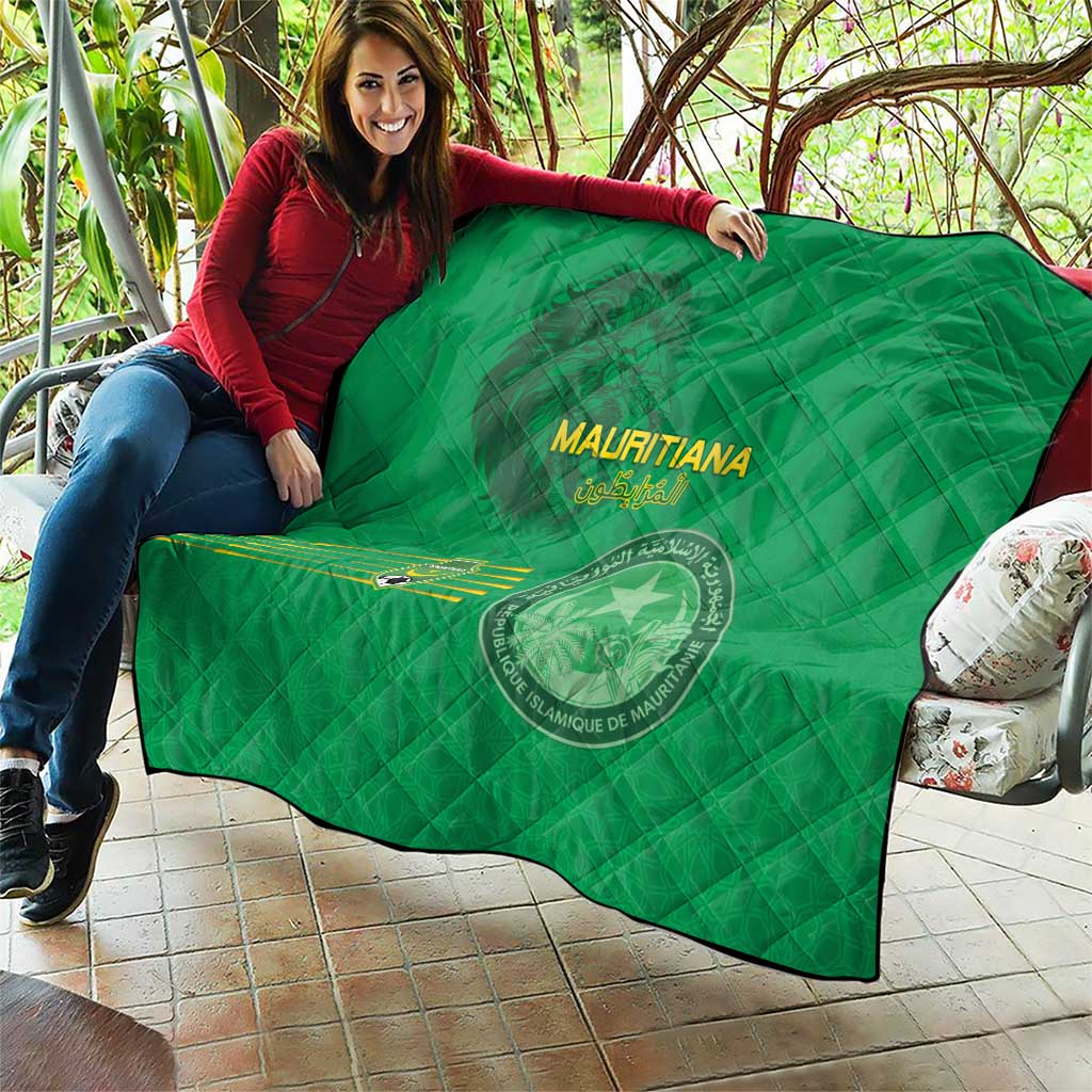 Mauritania Football Quilt Coat Of Arms With Islamic Pattern - Wonder Print Shop