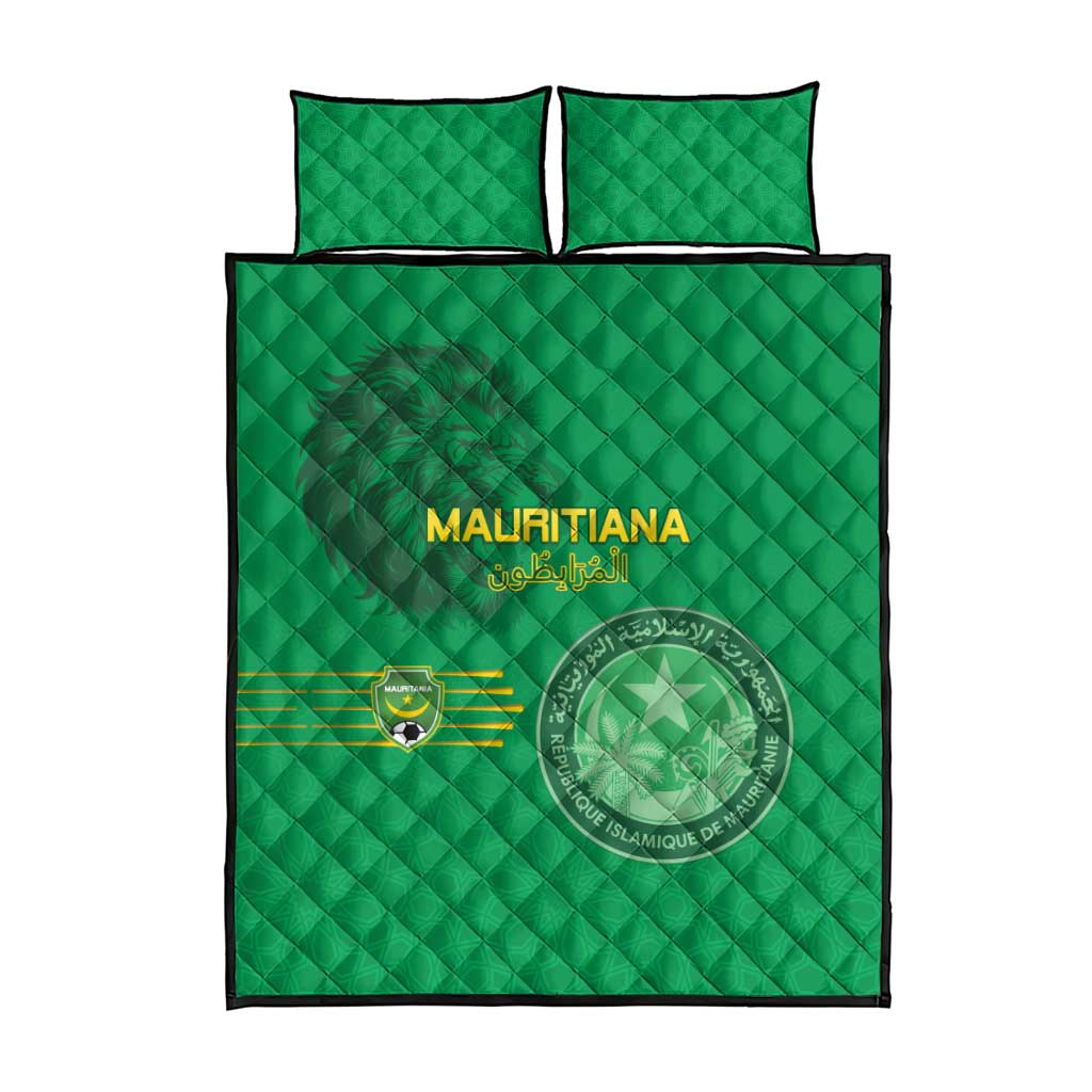 Mauritania Football Quilt Bed Set Coat Of Arms With Islamic Pattern - Wonder Print Shop