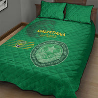 Mauritania Football Quilt Bed Set Coat Of Arms With Islamic Pattern - Wonder Print Shop