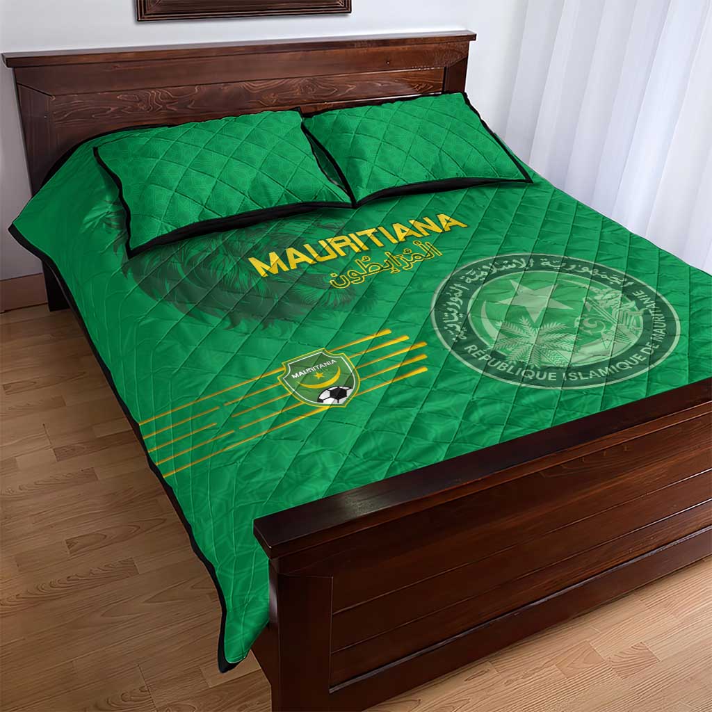 Mauritania Football Quilt Bed Set Coat Of Arms With Islamic Pattern - Wonder Print Shop