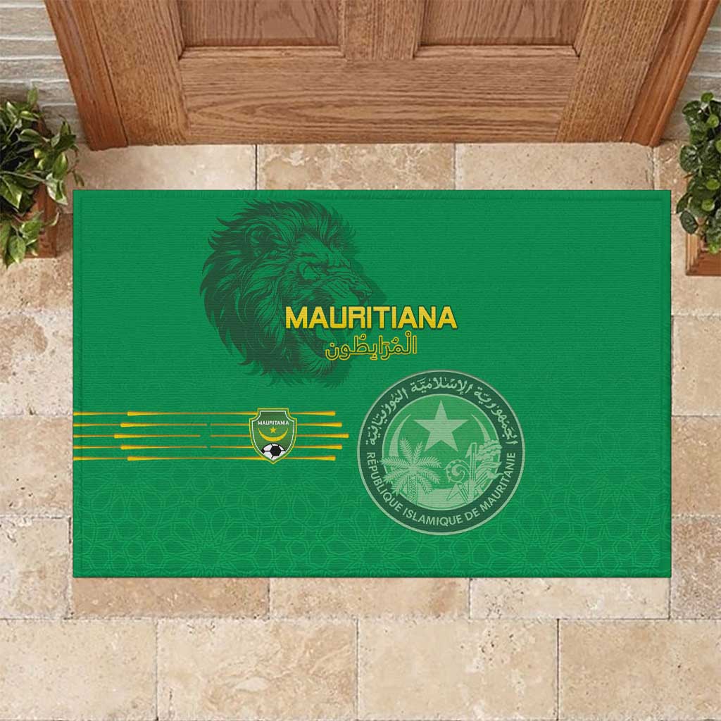 Mauritania Football Rubber Doormat Coat Of Arms With Islamic Pattern - Wonder Print Shop