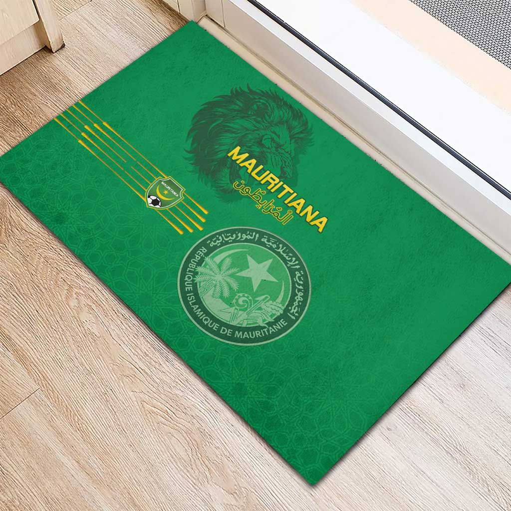 Mauritania Football Rubber Doormat Coat Of Arms With Islamic Pattern - Wonder Print Shop