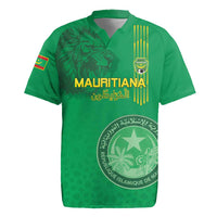 Custom Mauritania Football Rugby Jersey Coat Of Arms With Islamic Pattern - Wonder Print Shop