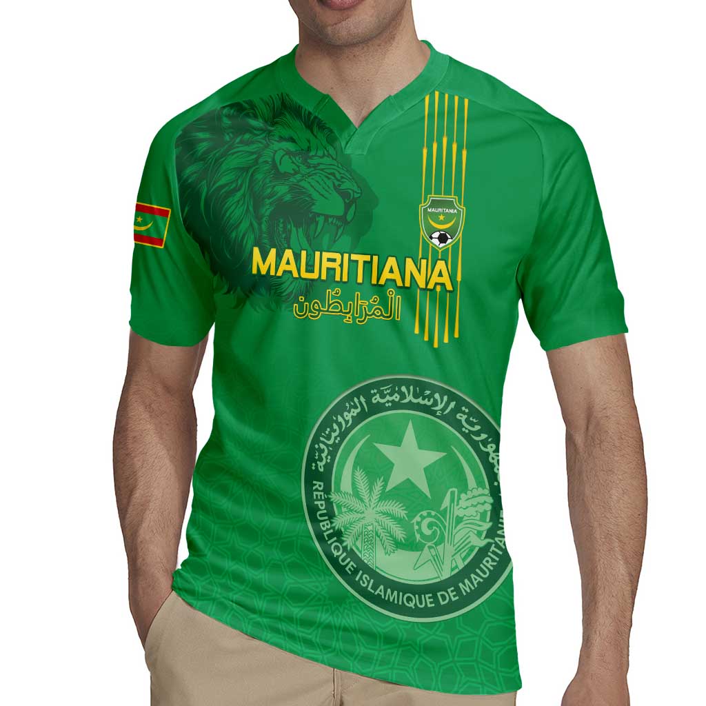 Custom Mauritania Football Rugby Jersey Coat Of Arms With Islamic Pattern - Wonder Print Shop
