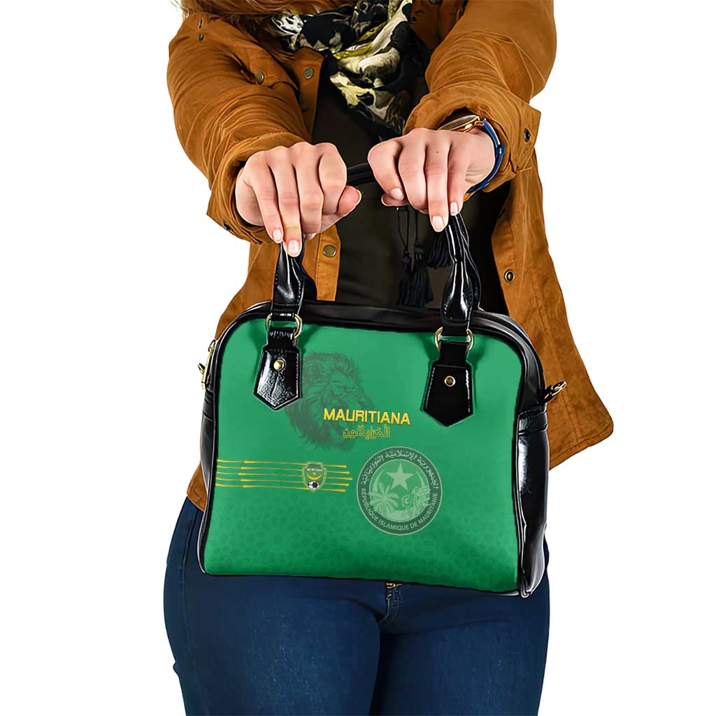 Mauritania Football Shoulder Handbag Coat Of Arms With Islamic Pattern - Wonder Print Shop