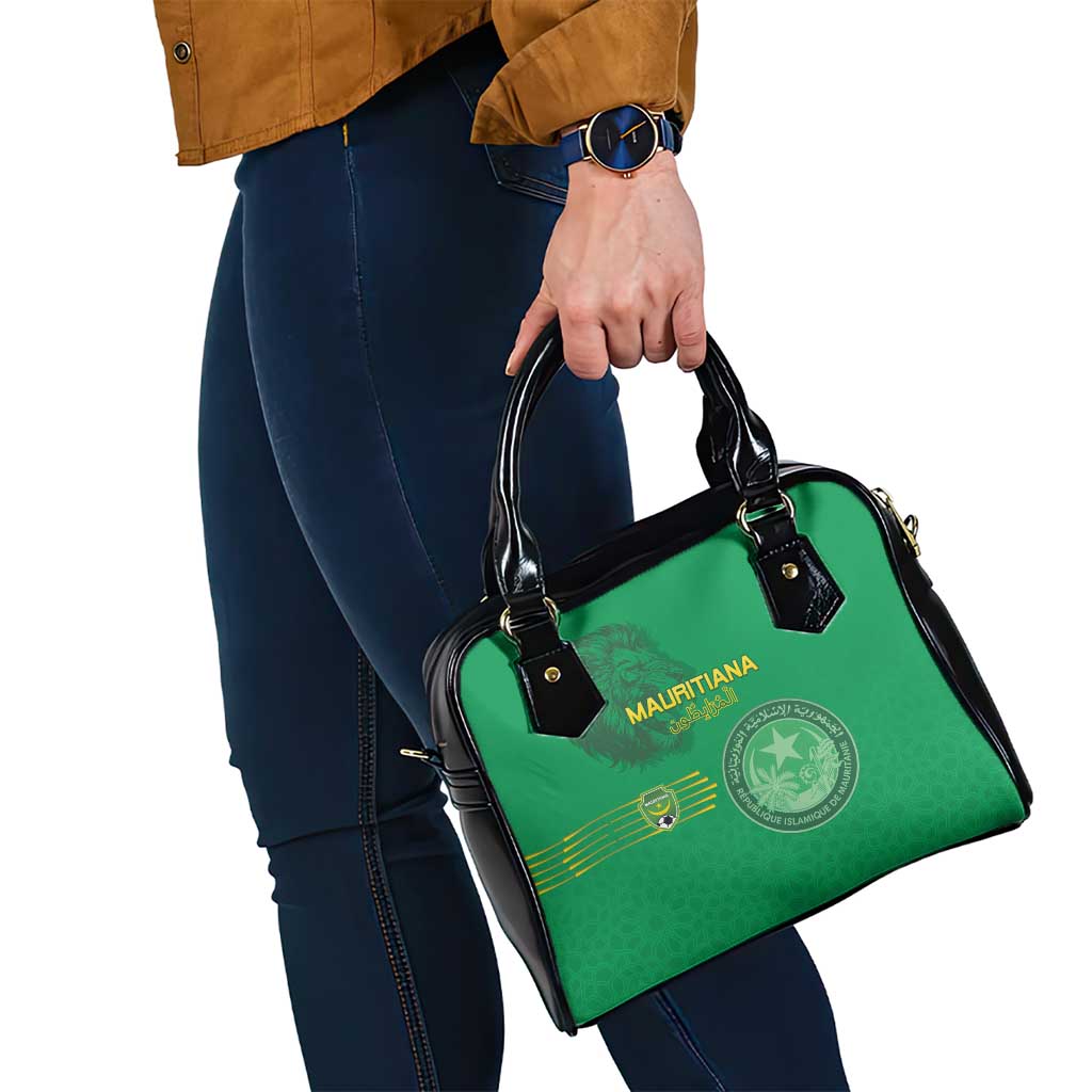 Mauritania Football Shoulder Handbag Coat Of Arms With Islamic Pattern - Wonder Print Shop