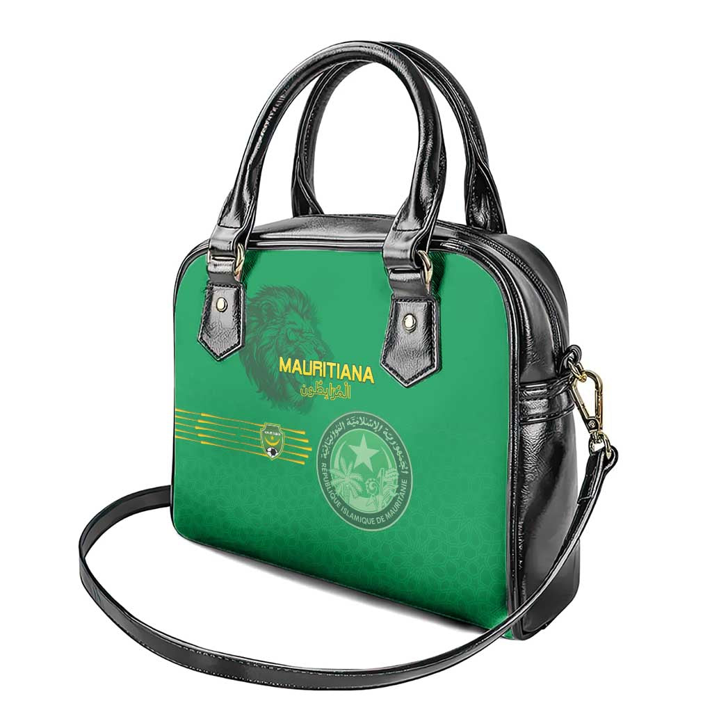 Mauritania Football Shoulder Handbag Coat Of Arms With Islamic Pattern - Wonder Print Shop