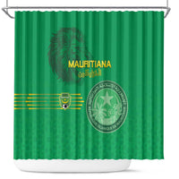 Mauritania Football Shower Curtain Coat Of Arms With Islamic Pattern - Wonder Print Shop
