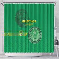 Mauritania Football Shower Curtain Coat Of Arms With Islamic Pattern - Wonder Print Shop