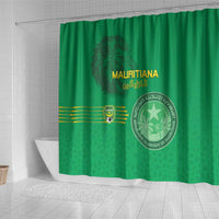 Mauritania Football Shower Curtain Coat Of Arms With Islamic Pattern - Wonder Print Shop