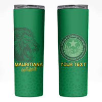 Custom Mauritania Football Skinny Tumbler Coat Of Arms With Islamic Pattern - Wonder Print Shop