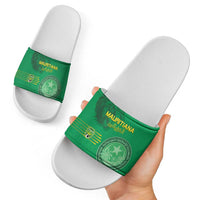Mauritania Football Slide Sandals Coat Of Arms With Islamic Pattern - Wonder Print Shop