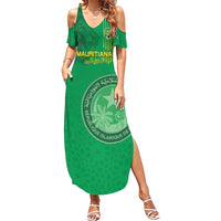 Custom Mauritania Football Summer Maxi Dress Coat Of Arms With Islamic Pattern - Wonder Print Shop