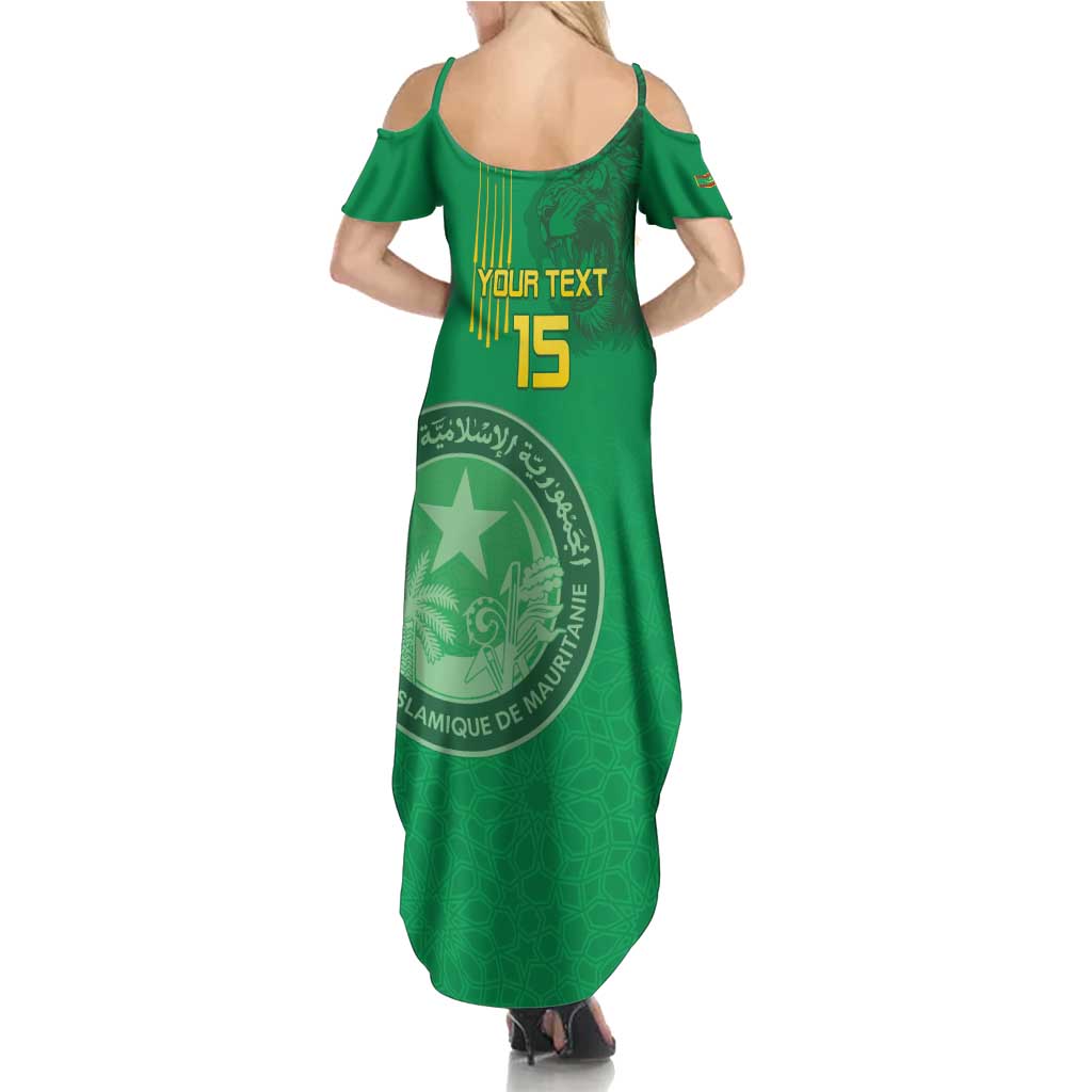 Custom Mauritania Football Summer Maxi Dress Coat Of Arms With Islamic Pattern - Wonder Print Shop