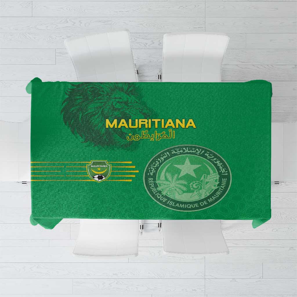 Mauritania Football Tablecloth Coat Of Arms With Islamic Pattern - Wonder Print Shop
