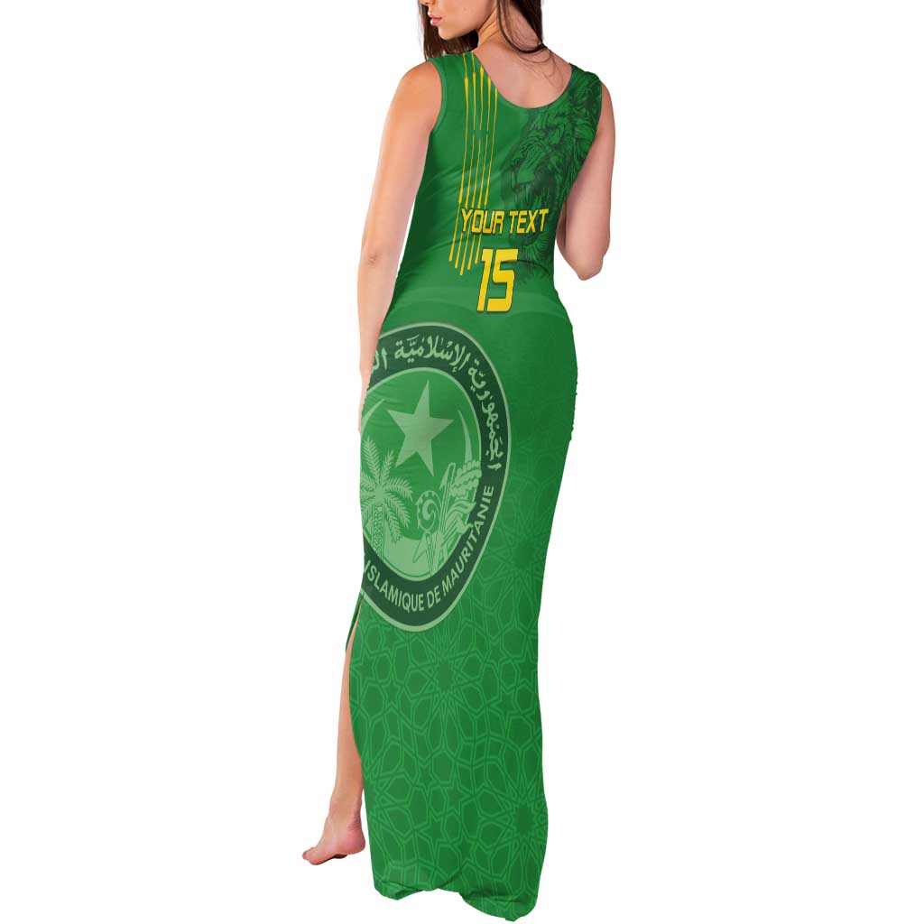 Custom Mauritania Football Tank Maxi Dress Coat Of Arms With Islamic Pattern - Wonder Print Shop