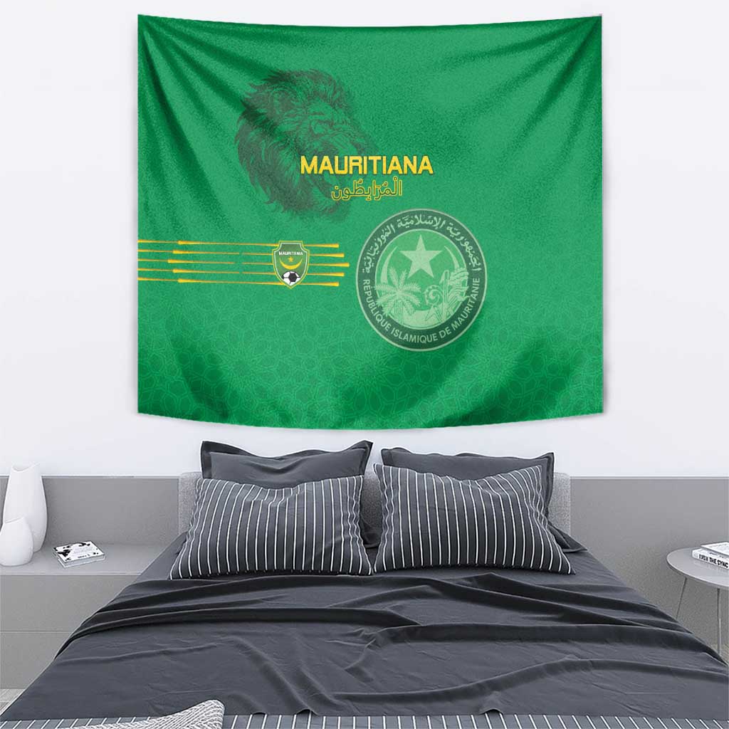 Mauritania Football Tapestry Coat Of Arms With Islamic Pattern - Wonder Print Shop