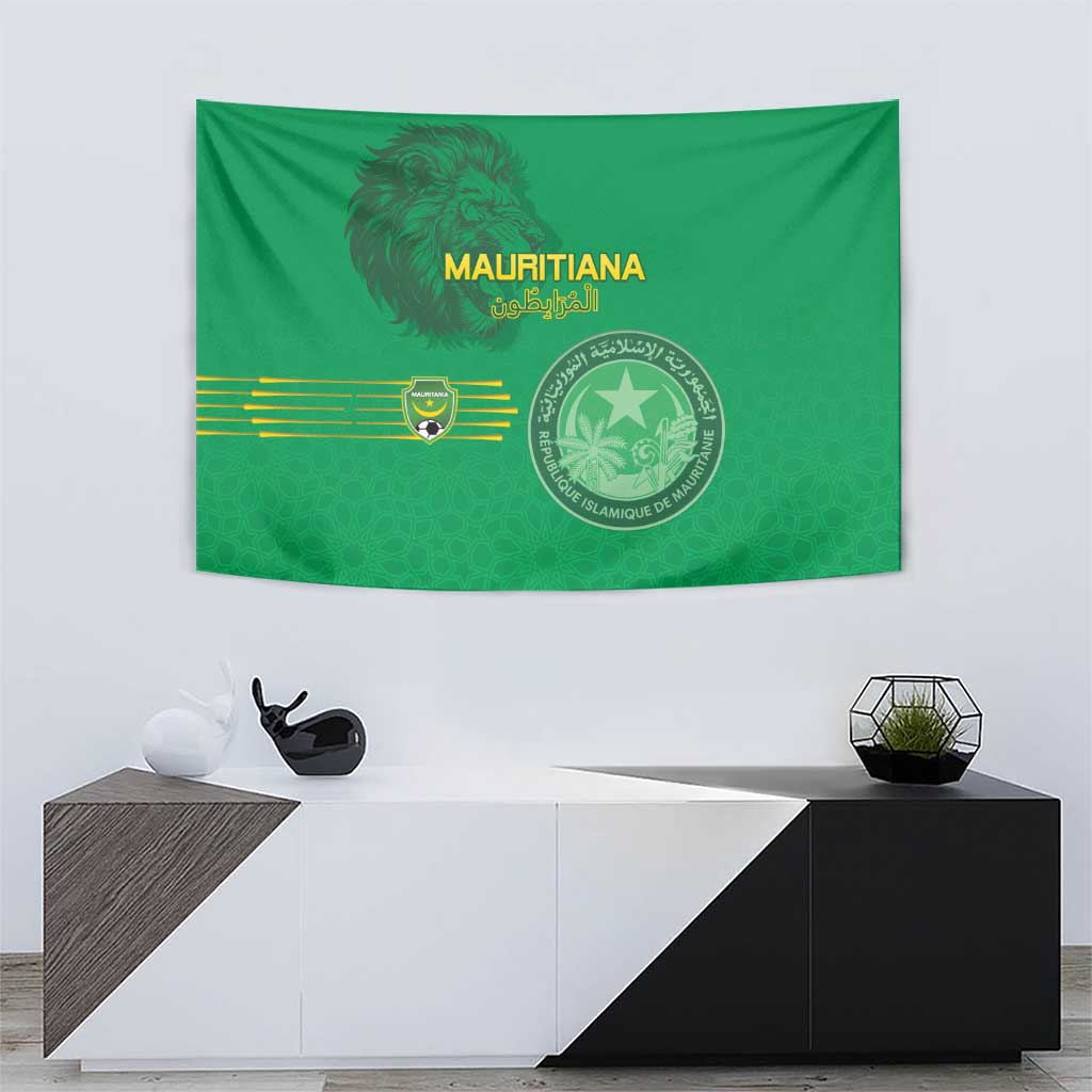 Mauritania Football Tapestry Coat Of Arms With Islamic Pattern - Wonder Print Shop