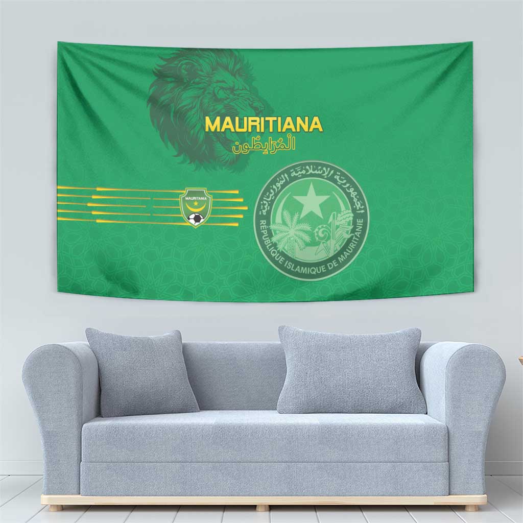 Mauritania Football Tapestry Coat Of Arms With Islamic Pattern - Wonder Print Shop