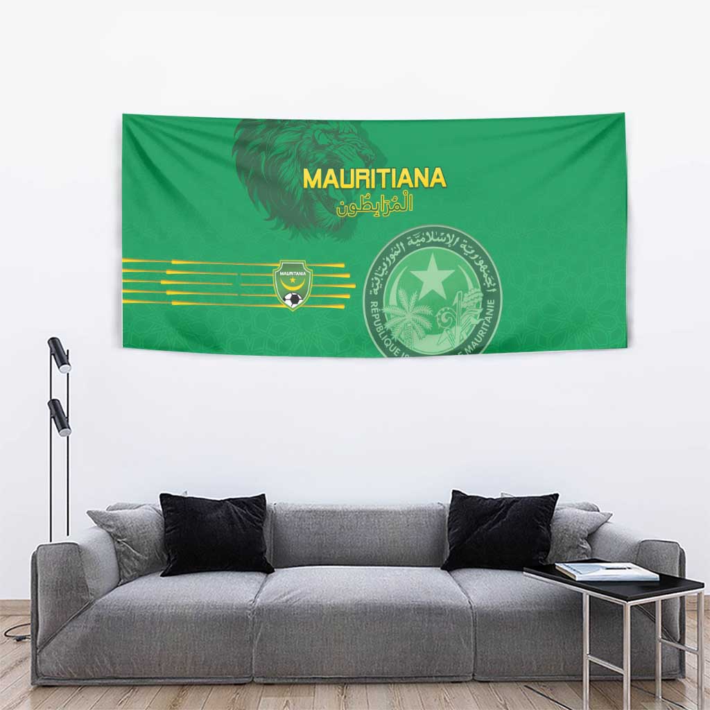 Mauritania Football Tapestry Coat Of Arms With Islamic Pattern - Wonder Print Shop
