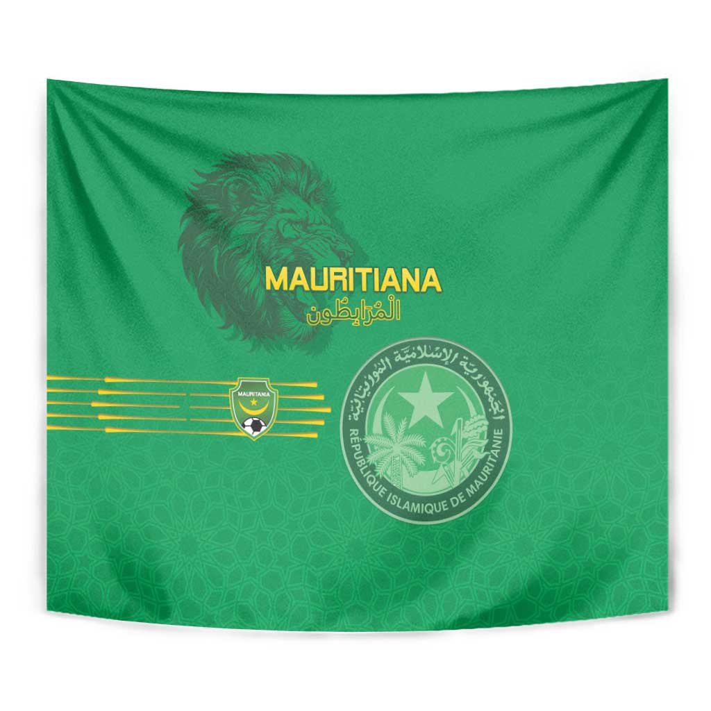 Mauritania Football Tapestry Coat Of Arms With Islamic Pattern - Wonder Print Shop