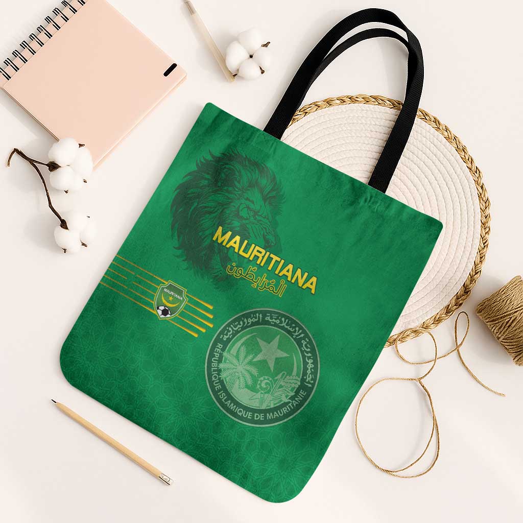 Mauritania Football Tote Bag Coat Of Arms With Islamic Pattern - Wonder Print Shop