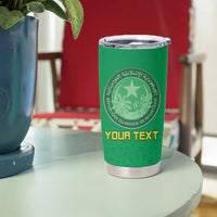 Custom Mauritania Football Tumbler Cup Coat Of Arms With Islamic Pattern - Wonder Print Shop