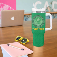 Custom Mauritania Football Tumbler With Handle Coat Of Arms With Islamic Pattern - Wonder Print Shop