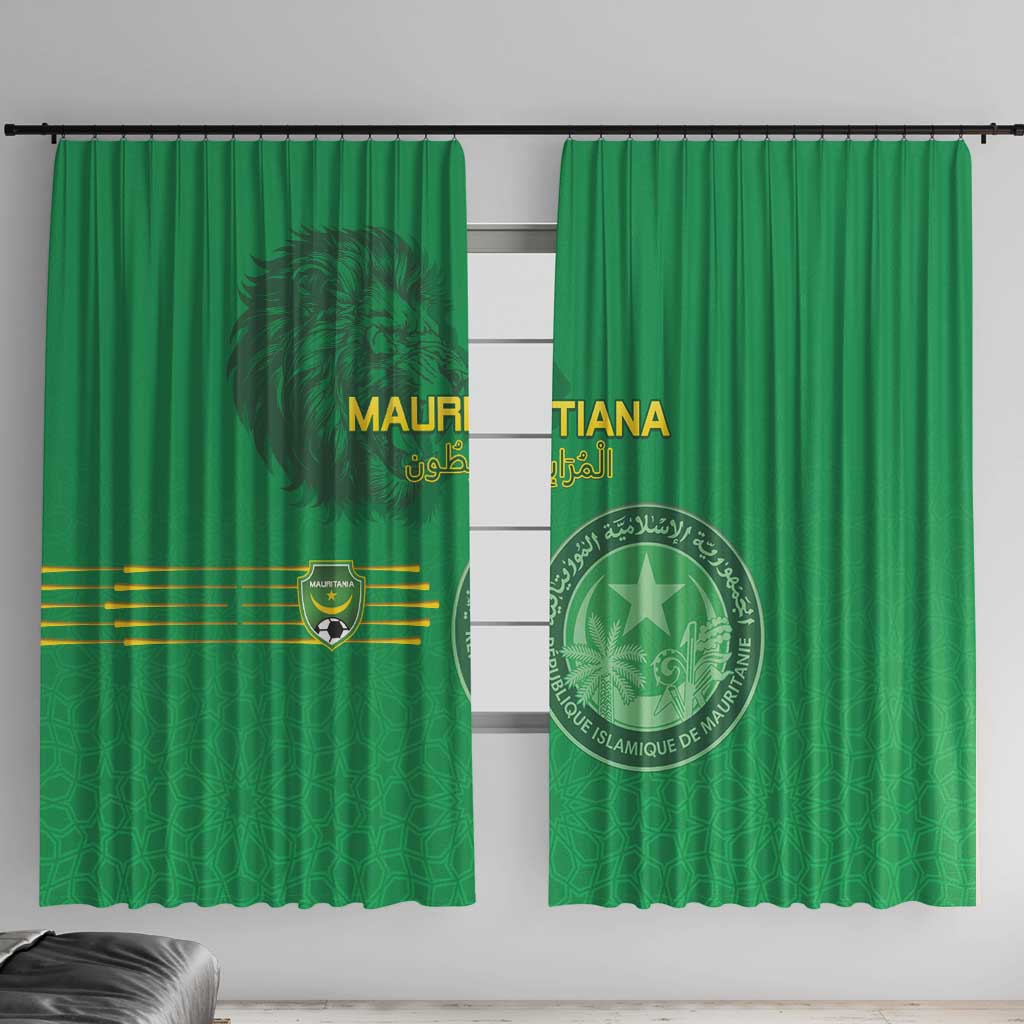 Mauritania Football Window Curtain Coat Of Arms With Islamic Pattern - Wonder Print Shop