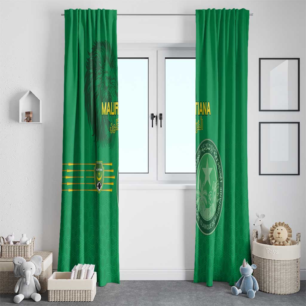 Mauritania Football Window Curtain Coat Of Arms With Islamic Pattern - Wonder Print Shop