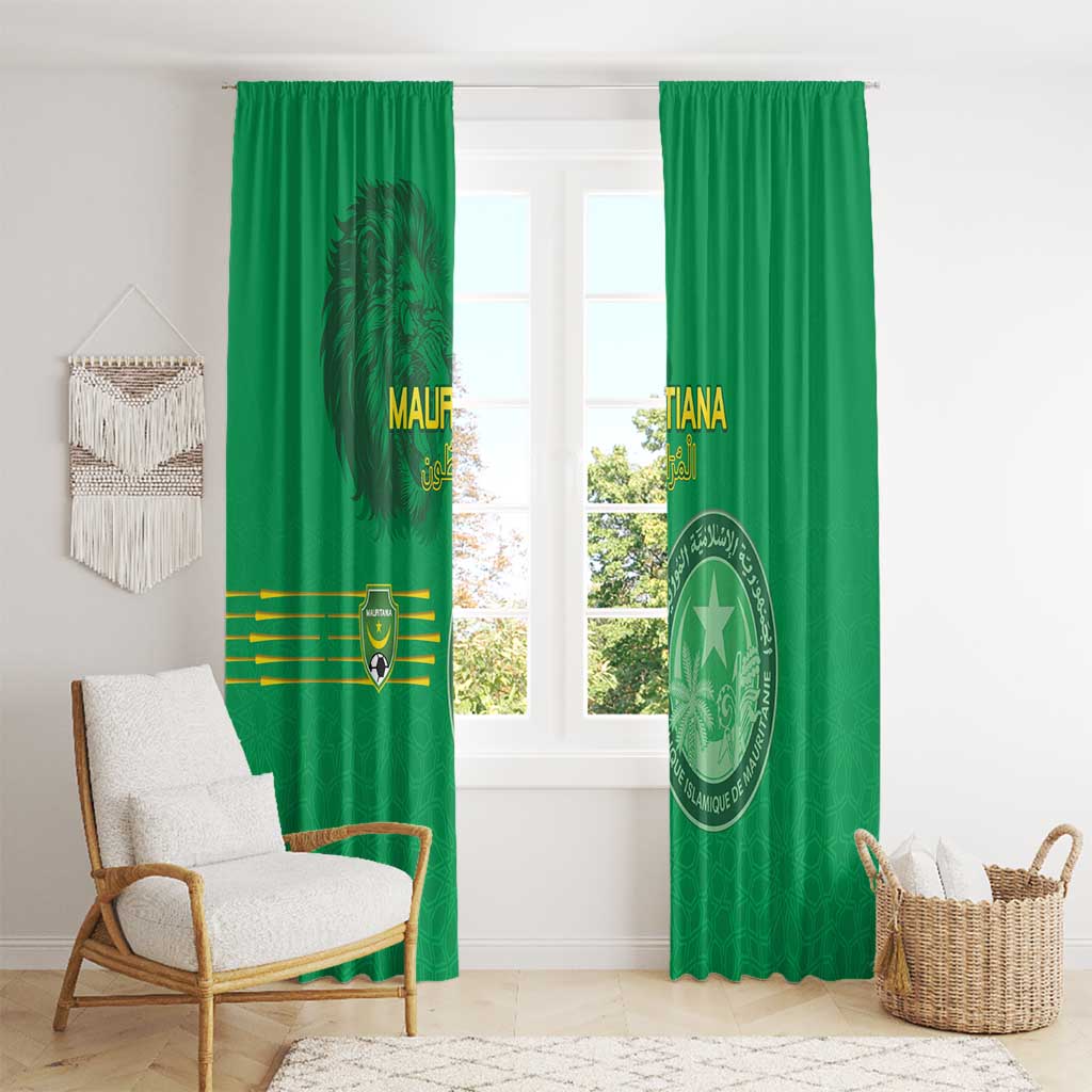 Mauritania Football Window Curtain Coat Of Arms With Islamic Pattern - Wonder Print Shop