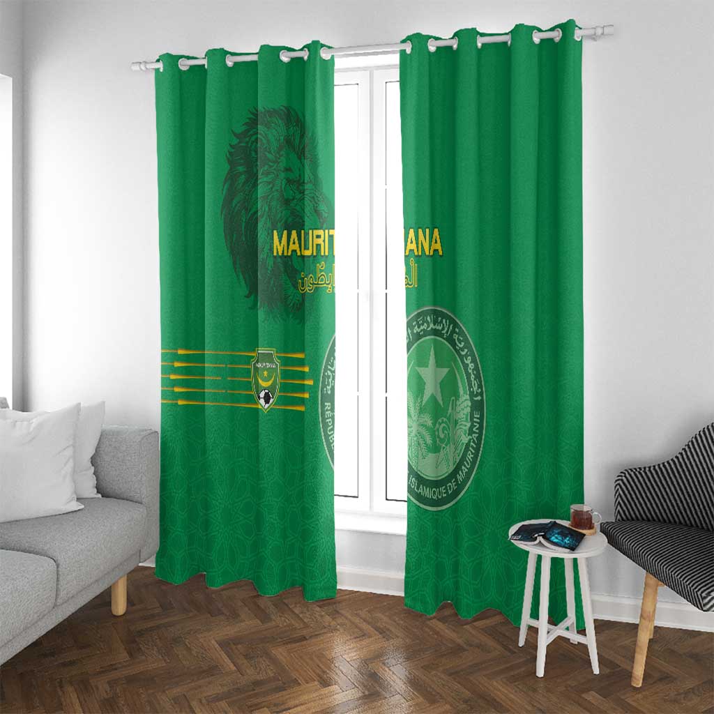 Mauritania Football Window Curtain Coat Of Arms With Islamic Pattern - Wonder Print Shop