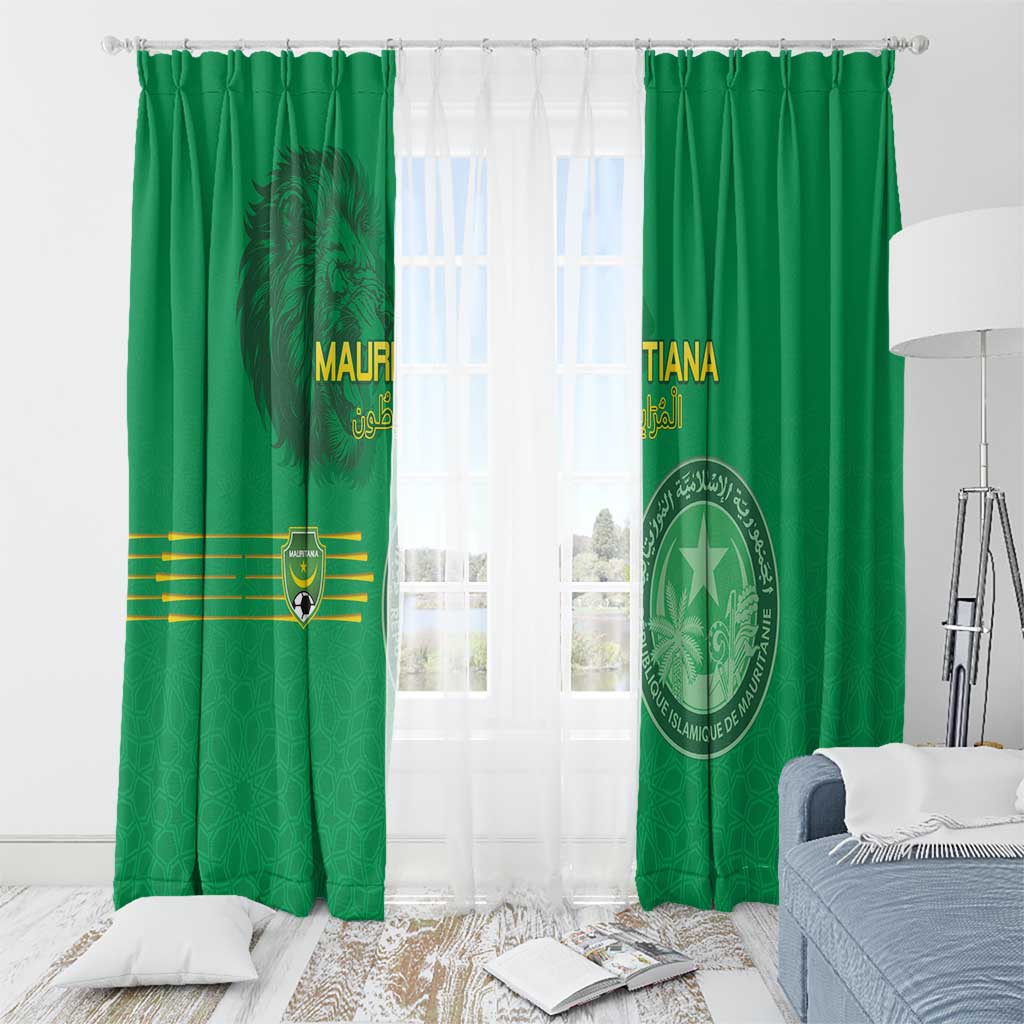 Mauritania Football Window Curtain Coat Of Arms With Islamic Pattern - Wonder Print Shop