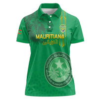 Custom Mauritania Football Women Polo Shirt Coat Of Arms With Islamic Pattern - Wonder Print Shop
