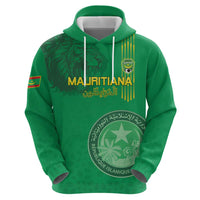 Custom Mauritania Football Zip Hoodie Coat Of Arms With Islamic Pattern - Wonder Print Shop
