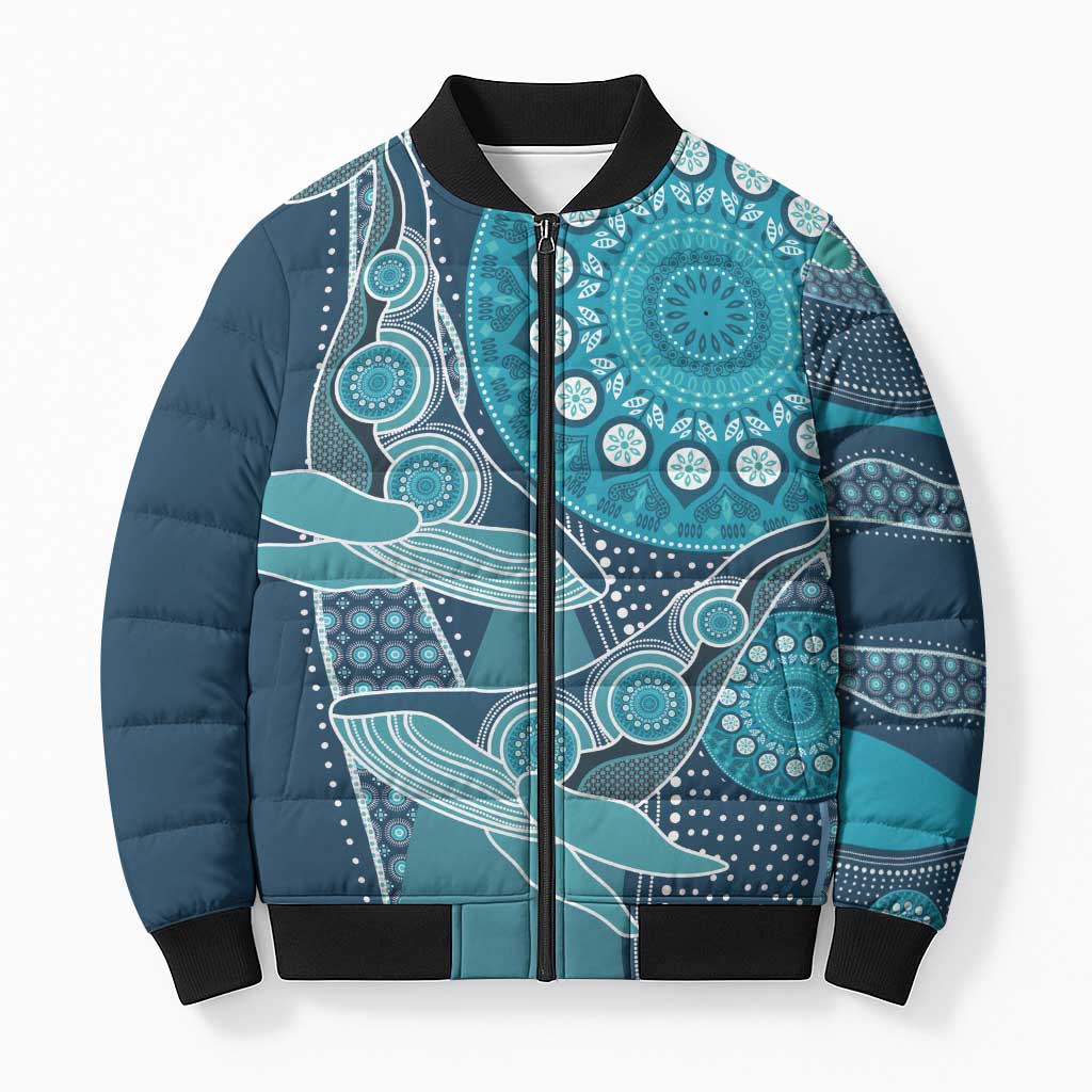 Personalized South Africa Whale Fes Bomber Puffer Jacket African Shwe Shwe Pattern - Wonder Print Shop