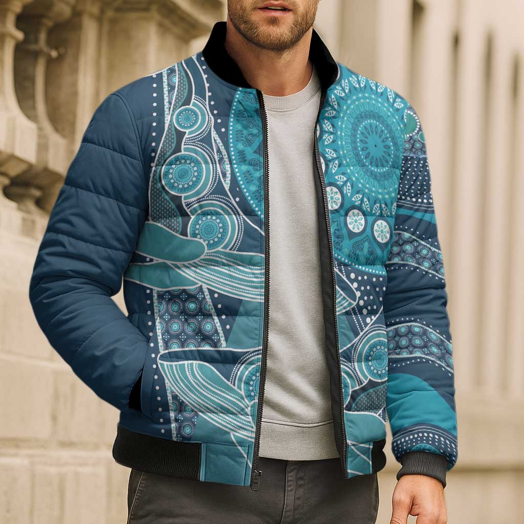 Personalized South Africa Whale Fes Bomber Puffer Jacket African Shwe Shwe Pattern - Wonder Print Shop