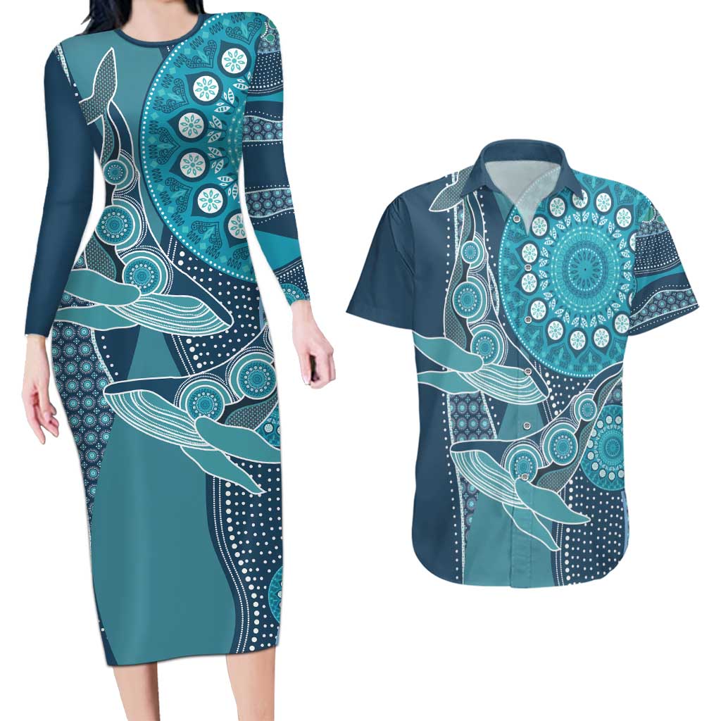 Personalized South Africa Whale Fes Couples Matching Long Sleeve Bodycon Dress and Hawaiian Shirt African Shwe Shwe Pattern - Wonder Print Shop