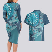 Personalized South Africa Whale Fes Couples Matching Long Sleeve Bodycon Dress and Hawaiian Shirt African Shwe Shwe Pattern - Wonder Print Shop