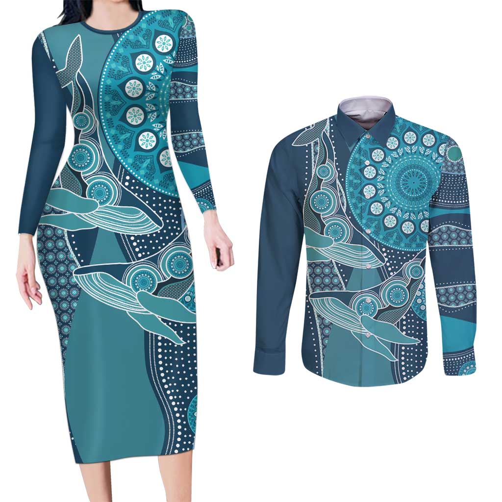 Personalized South Africa Whale Fes Couples Matching Long Sleeve Bodycon Dress and Long Sleeve Button Shirt African Shwe Shwe Pattern - Wonder Print Shop