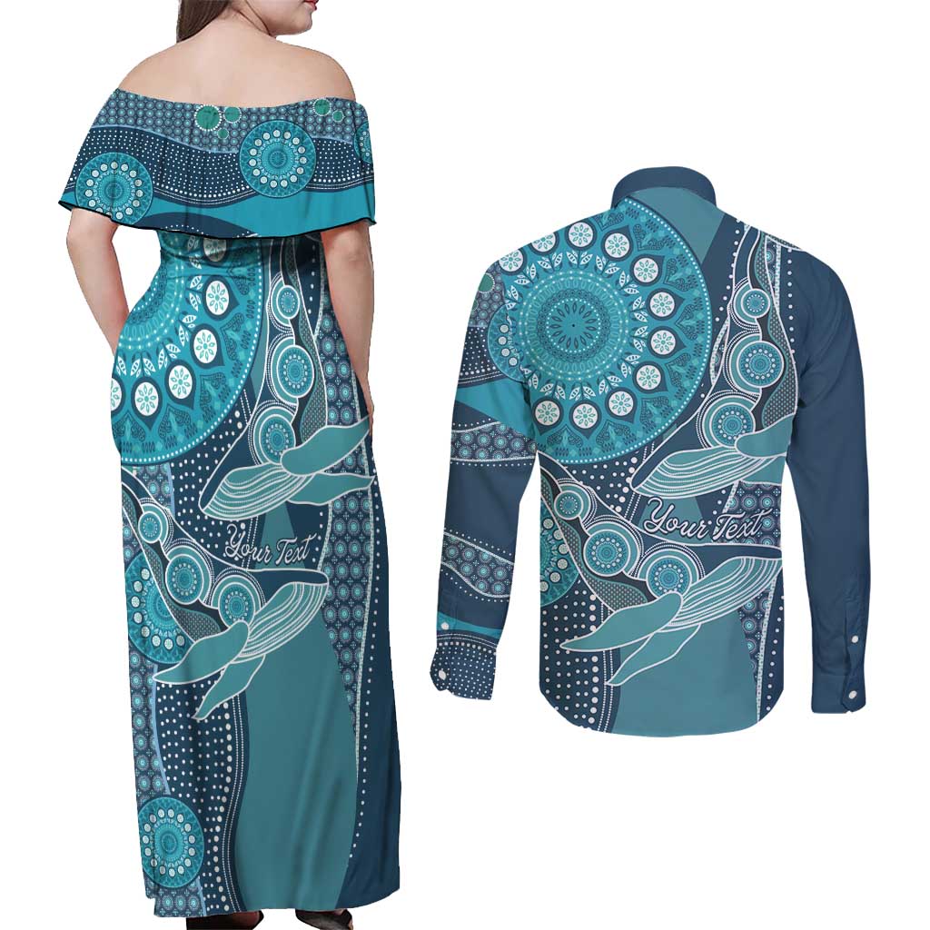 Personalized South Africa Whale Fes Couples Matching Off Shoulder Maxi Dress and Long Sleeve Button Shirt African Shwe Shwe Pattern - Wonder Print Shop