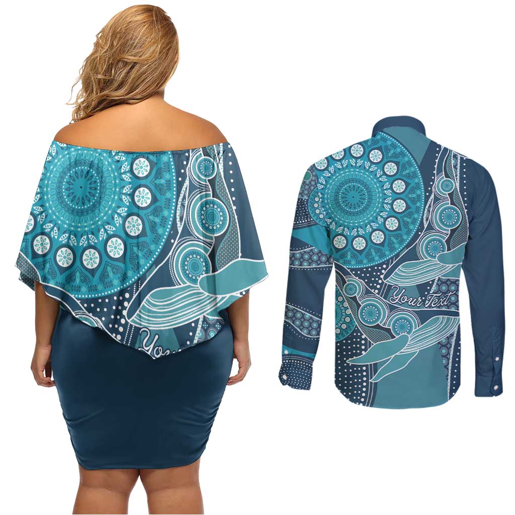 Personalized South Africa Whale Fes Couples Matching Off Shoulder Short Dress and Long Sleeve Button Shirt African Shwe Shwe Pattern - Wonder Print Shop