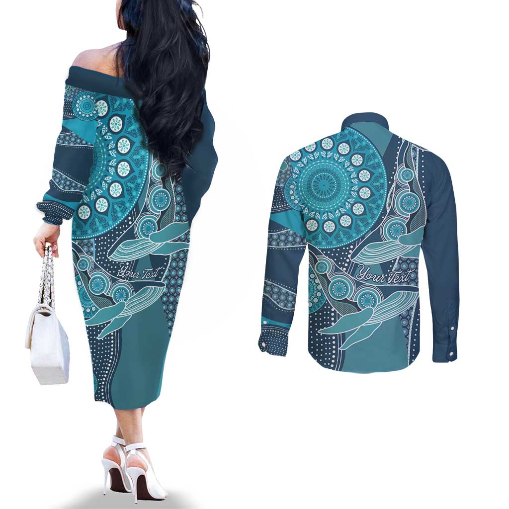 Personalized South Africa Whale Fes Couples Matching Off The Shoulder Long Sleeve Dress and Long Sleeve Button Shirt African Shwe Shwe Pattern - Wonder Print Shop