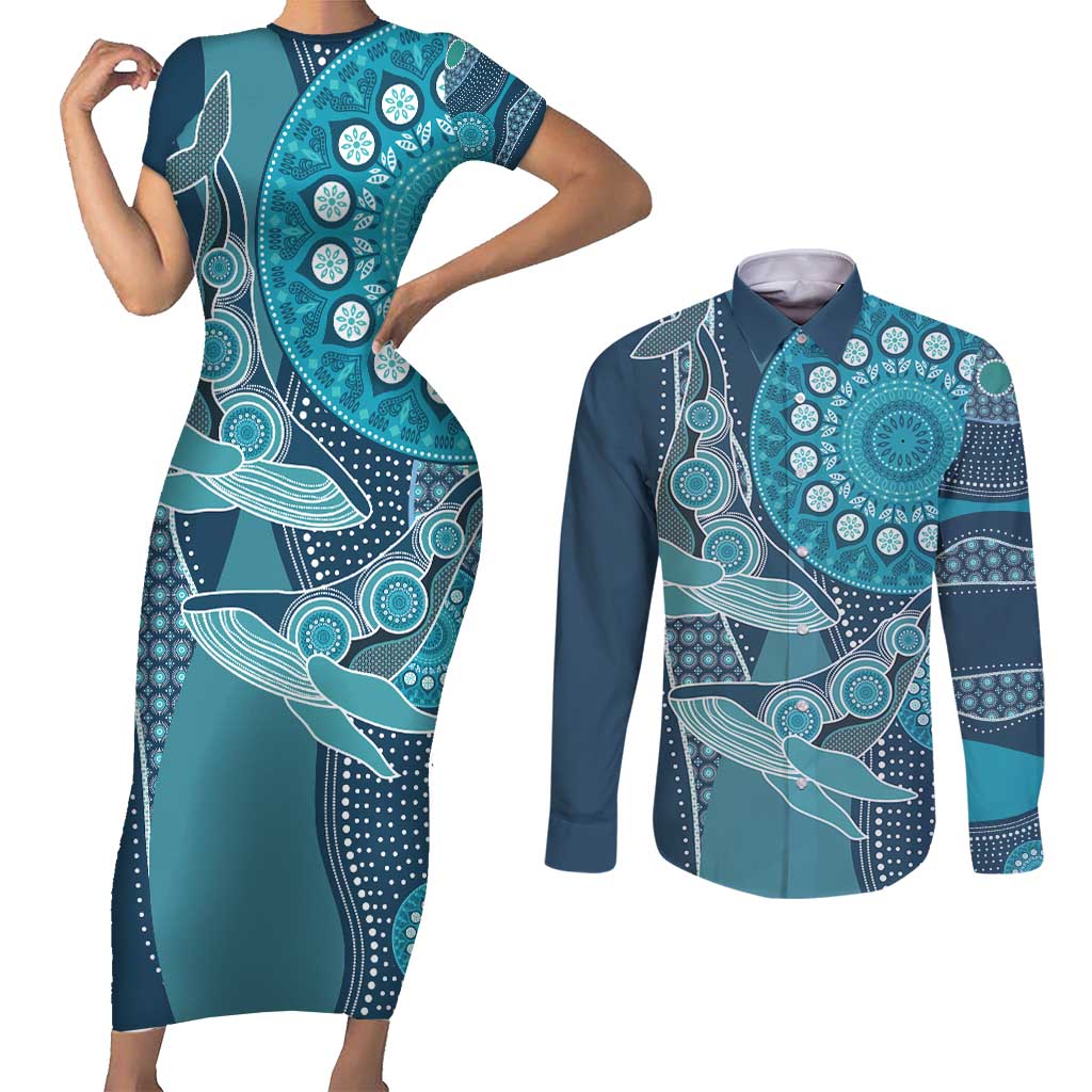 Personalized South Africa Whale Fes Couples Matching Short Sleeve Bodycon Dress and Long Sleeve Button Shirt African Shwe Shwe Pattern - Wonder Print Shop